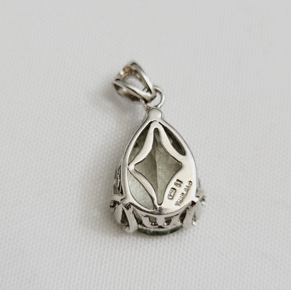 Genuine Thailand Green Amethyst 925 Solid Sterling Silver Pendant - Picture 4 of 4